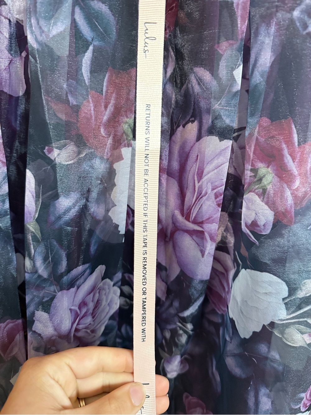 Lulu's Plum and Black Floral Strapless Gown - Picture 5 of 5
